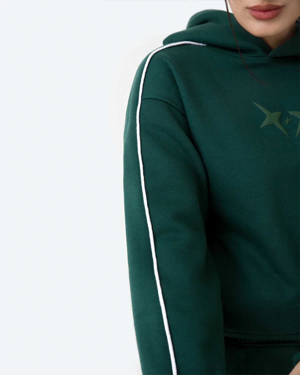 Crop Piping Hood | Green