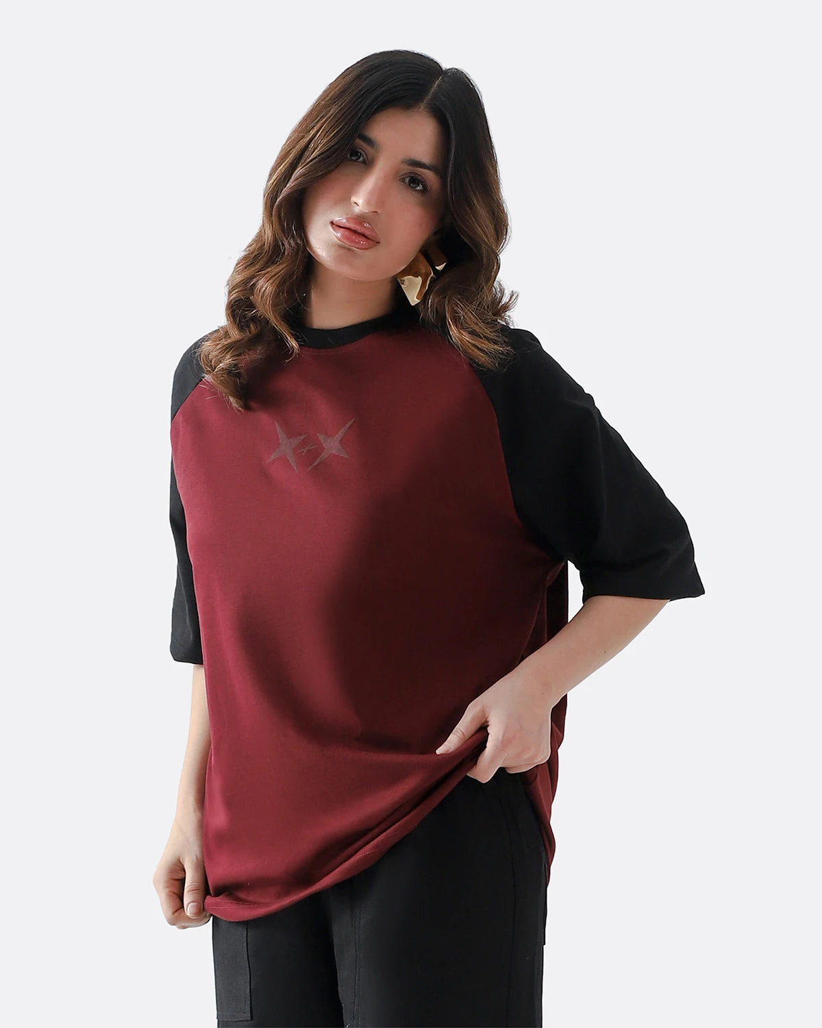 Star Raglan Tshirt | Maroon