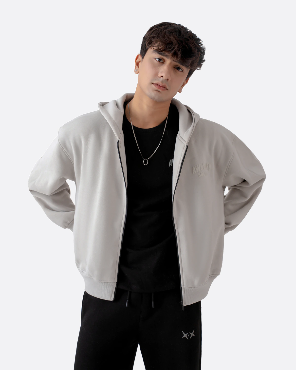 Grey Oversize Zipper