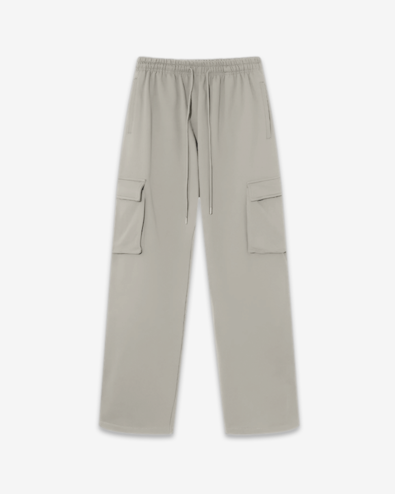 Beige terry cargo trousers: front bellowed pockets