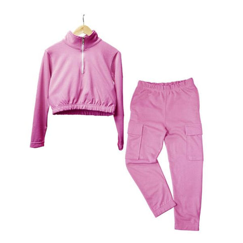 Baby Pink Zipper Turtle Neck Tracksuit