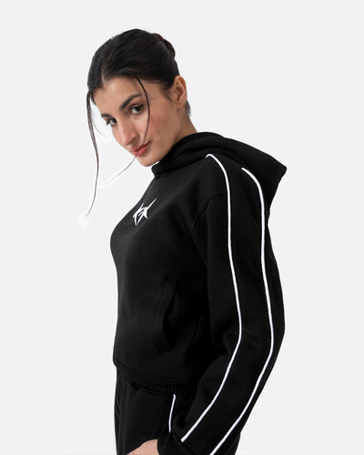 Crop Piping Hood | Black