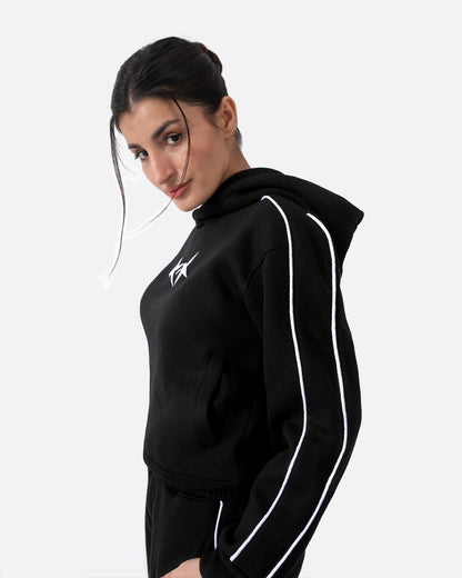 Crop Piping Hood | Black