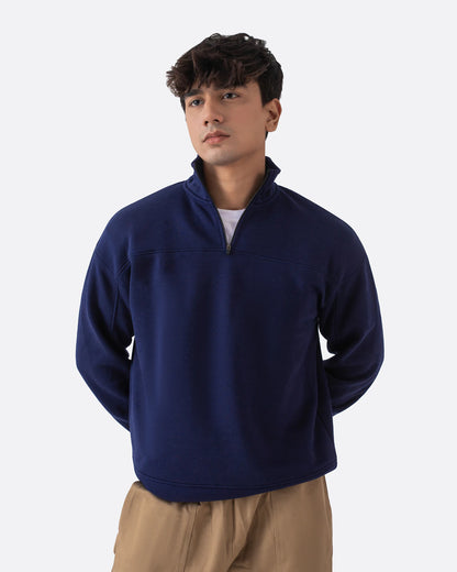 Zip Neck Polo | Navy
