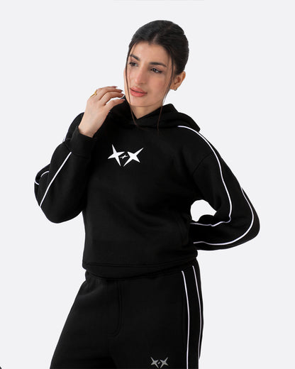 Crop Piping Hood | Black