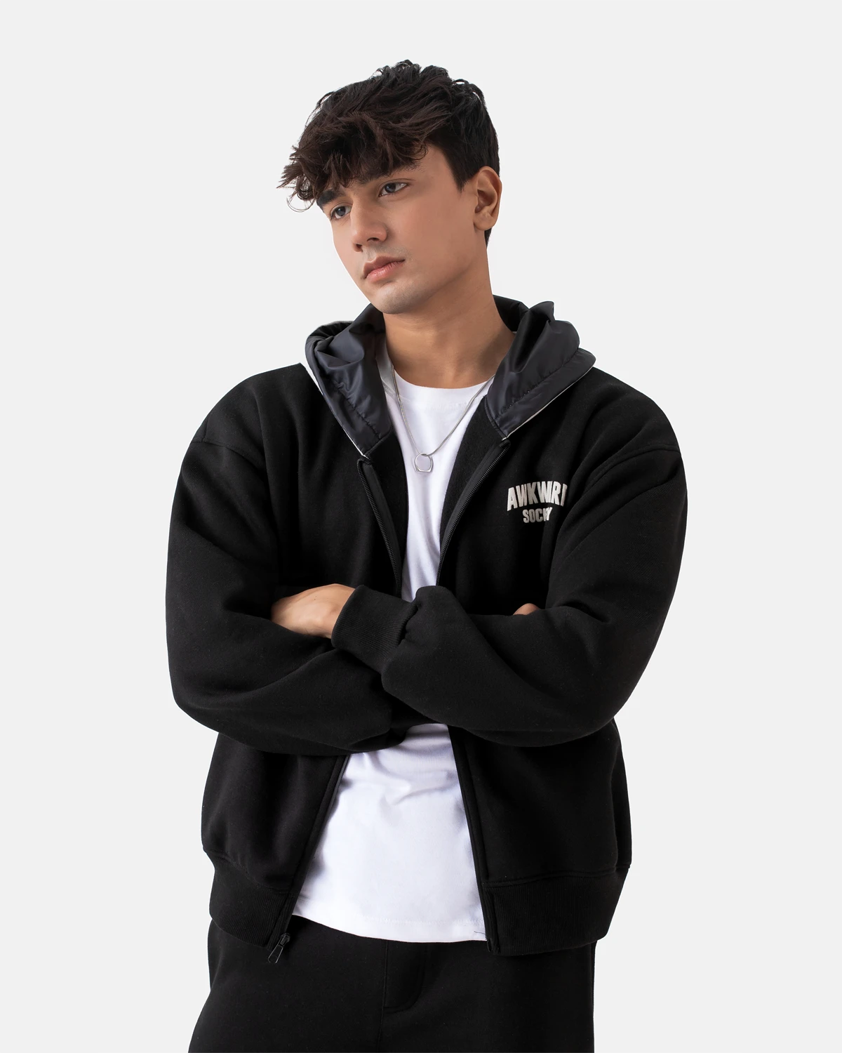 Tech Hoodie (Grey + Black) - Winter Collection 2025 – AWKWRDx