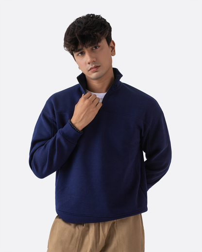 Zip Neck Polo | Navy