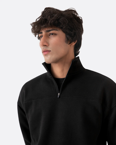 Zip Neck Polo | Black