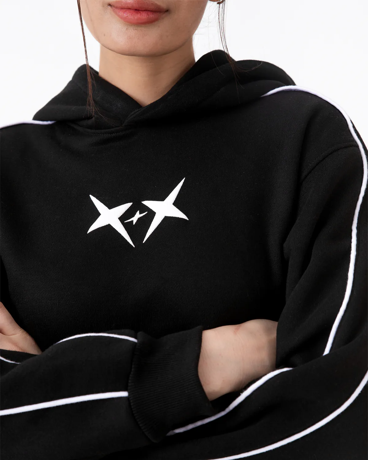 Crop Piping Hood | Black