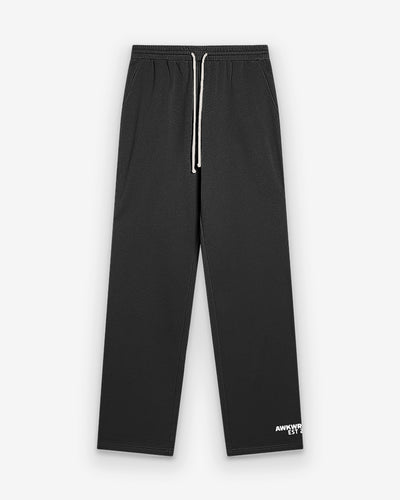 Straight-fit black terry trousers: relaxed front drape