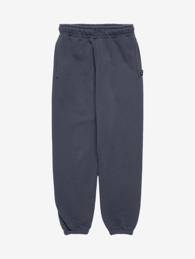 Grey terry trousers: clean front silhouette